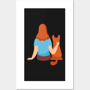 behind every strong woman is her cat Posters and Art